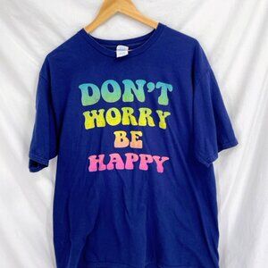 Port&Company Purple Short Sleeve Don't Worry Be Happy Paint Print Tee